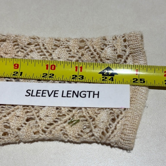 Coldwater Creek Open Knit Cardigan Sweater Sz M Beachy Boho Long Sleeve Beige - Picture 8 of 10